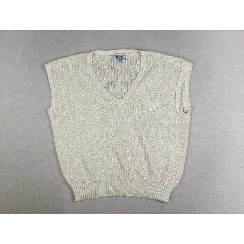 Herald House Women's Sweater Vest Size Large Vintage Ivory Lightweight
